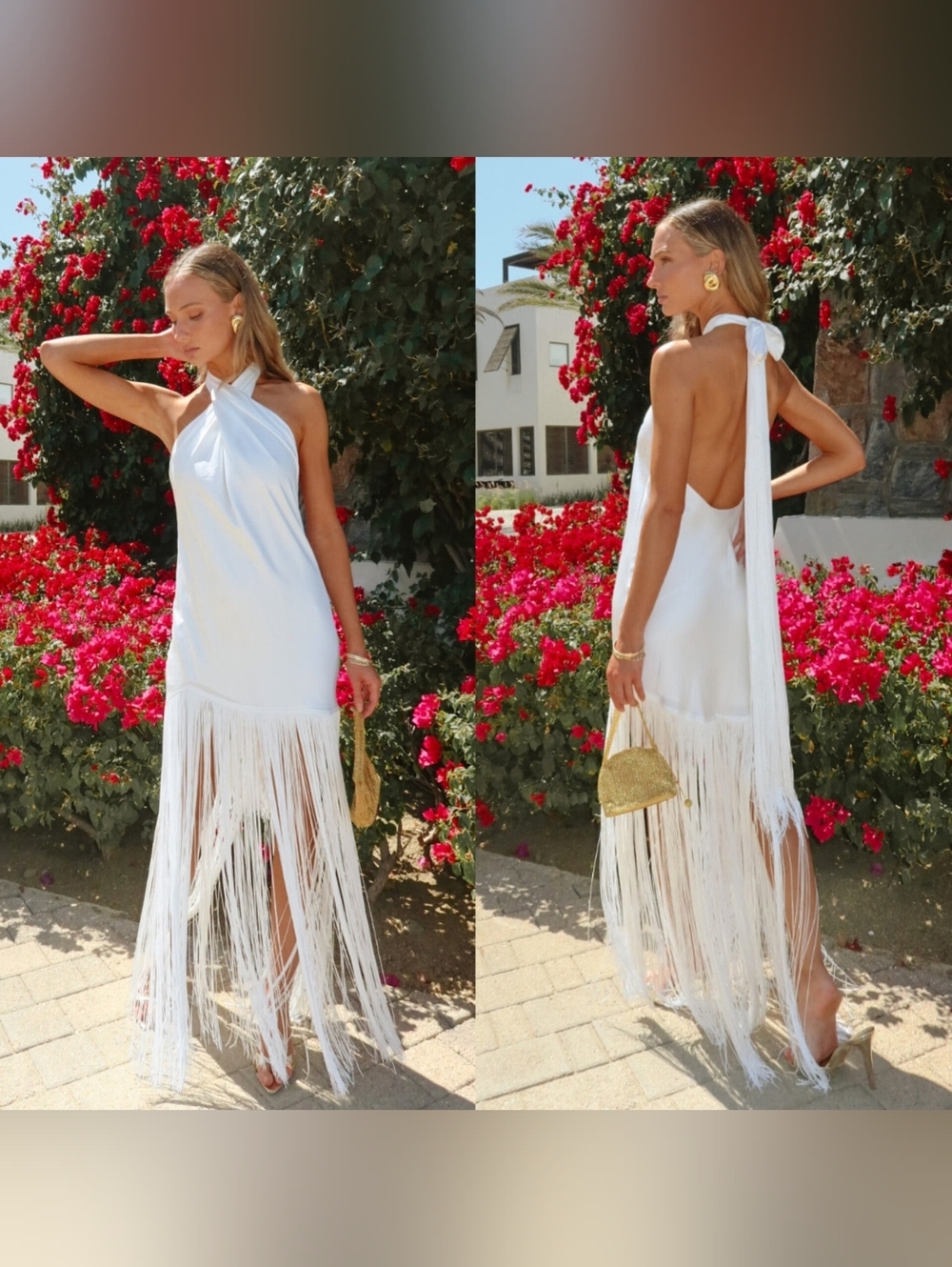 Show Me Your MuMu Jasmine Fringe Ivory Luxe Satin Maxi Dress Wedding Party